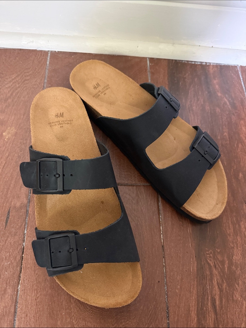 New H&M Black Dual-Buckle Slide Sandals for Women
